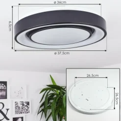 hofstein Éclairage Led|Plafonnier Page LED Noir, Blanc, 2 lumières, Télécommandes, Changeur de couleurs