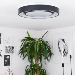 hofstein Éclairage Led|Plafonnier Page LED Noir, Blanc, 2 lumières, Télécommandes, Changeur de couleurs