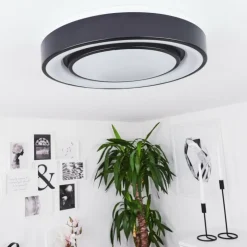 hofstein Éclairage Led|Plafonnier Page LED Noir, Blanc, 2 lumières, Télécommandes, Changeur de couleurs