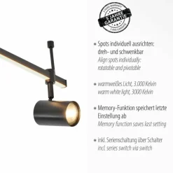 Luminaires Paul Neuhaus Éclairage Led|Plafonnier Paul Neuhaus BARIK LED Noir, 4 lumières