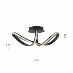 Luminaires Paul Neuhaus Éclairage Led|Plafonnier Paul Neuhaus BRILLA LED Noir, 1 lumière