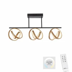 Luminaires Paul Neuhaus Éclairage Led|Plafonnier Paul Neuhaus LOOP LED Laiton, Noir, 3 lumières, Télécommandes