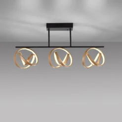 Luminaires Paul Neuhaus Éclairage Led|Plafonnier Paul Neuhaus LOOP LED Laiton, Noir, 3 lumières, Télécommandes