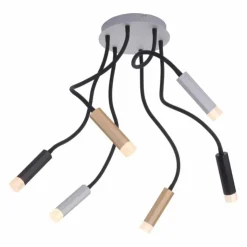 Luminaires Paul Neuhaus Éclairage Led|Plafonnier Paul Neuhaus PURE-GEMIN LED Aluminium, Laiton, Noir, 6 lumières