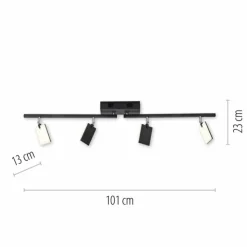 Luminaires Paul Neuhaus Éclairage Led|Plafonnier Paul Neuhaus PURE-MIRA LED Noir, 4 lumières, Télécommandes