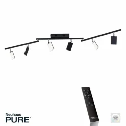 Luminaires Paul Neuhaus Éclairage Led|Plafonnier Paul Neuhaus PURE-MIRA LED Noir, 6 lumières, Télécommandes