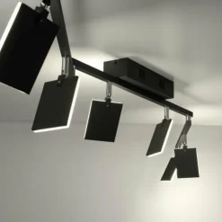 Luminaires Paul Neuhaus Éclairage Led|Plafonnier Paul Neuhaus PURE-MIRA LED Noir, 6 lumières, Télécommandes