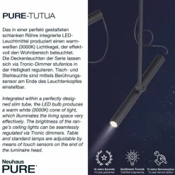Luminaires Paul Neuhaus Éclairage Led|Plafonnier Paul Neuhaus PURE-TUTUA LED Noir, 2 lumières