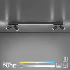 Luminaires Paul Neuhaus Éclairage Led|Plafonnier Paul Neuhaus PURE-LINES LED Anthracite, 1 lumière, Télécommandes