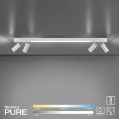 Luminaires Paul Neuhaus Éclairage Led|Plafonnier Paul Neuhaus PURE-LINES LED Aluminium, 1 lumière, Télécommandes