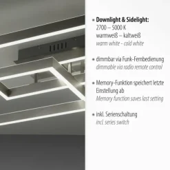 Luminaires Paul Neuhaus Éclairage Led|Plafonnier Paul Neuhaus PAAN LED Acier brossé, 1 lumière, Télécommandes