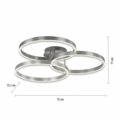 Luminaires Paul Neuhaus Éclairage Led|Plafonnier Paul Neuhaus PAAN LED Acier brossé, 1 lumière, Télécommandes