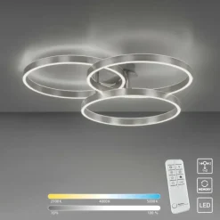 Luminaires Paul Neuhaus Éclairage Led|Plafonnier Paul Neuhaus PAAN LED Acier brossé, 1 lumière, Télécommandes