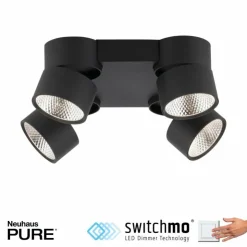 Luminaires Paul Neuhaus Spots Et Projecteurs|Plafonnier Paul Neuhaus PURE-NOLA LED Noir, 4 lumières