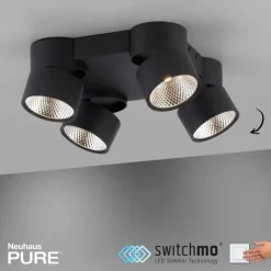 Luminaires Paul Neuhaus Spots Et Projecteurs|Plafonnier Paul Neuhaus PURE-NOLA LED Noir, 4 lumières