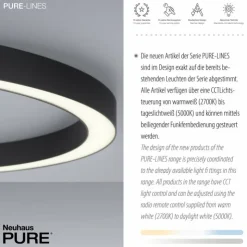 Luminaires Paul Neuhaus Éclairage Led|Plafonnier Paul Neuhaus PURE-LINES LED Anthracite, 1 lumière, Télécommandes