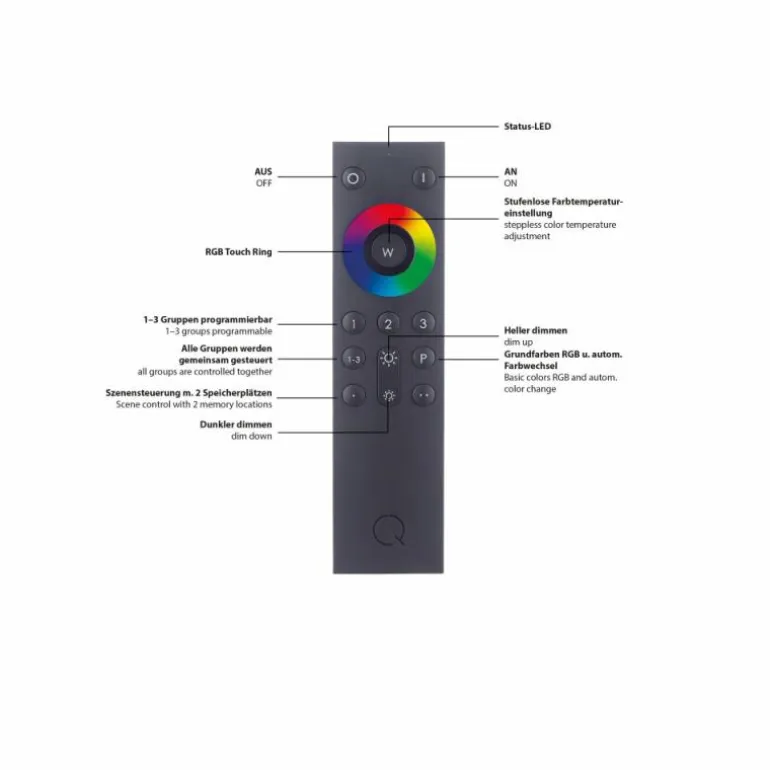 Plafonnier Paul Neuhaus Q-VITO LED Acier inoxydable, 1 lumière, Télécommandes