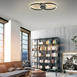 Plafonnier Paul Neuhaus Q-MARKO LED Noir, 1 lumière, Télécommandes, Changeur de couleurs