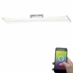 Plafonnier Paul Neuhaus Q-Riller LED Chrome, 2 lumières, Télécommandes, Changeur de couleurs