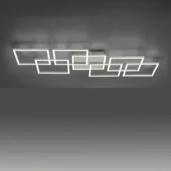 Plafonnier Paul-Neuhaus Q-INIGO LED Acier brossé, 7 lumières, Télécommandes