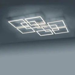 Plafonnier Paul-Neuhaus Q-INIGO LED Acier brossé, 7 lumières, Télécommandes