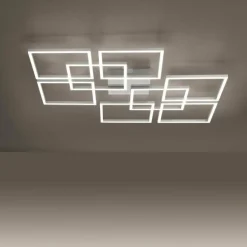 Plafonnier Paul-Neuhaus Q-INIGO LED Acier brossé, 7 lumières, Télécommandes