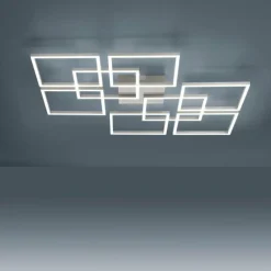 Plafonnier Paul-Neuhaus Q-INIGO LED Acier brossé, 7 lumières, Télécommandes