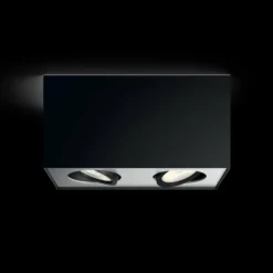 Luminaires Philips Spots Et Projecteurs|Plafonnier Philips Box LED Noir, 2 lumières