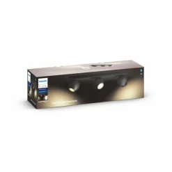 Plafonnier Philips Hue Buckram LED Noir, 3 lumières, Télécommandes