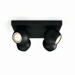 Plafonnier Philips Hue Buckram LED Noir, 4 lumières, Télécommandes