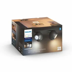 Plafonnier Philips Hue Buckram LED Noir, 4 lumières, Télécommandes