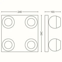 Plafonnier Philips Hue Buckram LED Noir, 4 lumières, Télécommandes