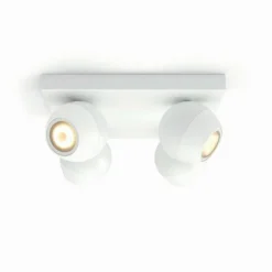 Plafonnier Philips Hue Buckram LED Blanc, 4 lumières, Télécommandes