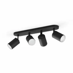 Plafonnier Philips Hue Fugato LED Noir, 4 lumières, Changeur de couleurs