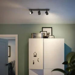Luminaires Philips Spots Et Projecteurs|Plafonnier Philips myLiving Runner Noir, 3 lumières