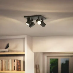 Luminaires Philips Spots Et Projecteurs|Plafonnier Philips myLiving Runner Noir, 4 lumières