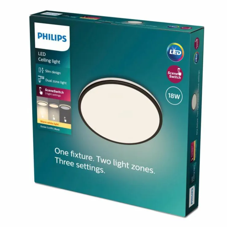 Luminaires Philips Éclairage Led|Plafonnier Philips Ozziet LED Noir, Blanc, 1 lumière