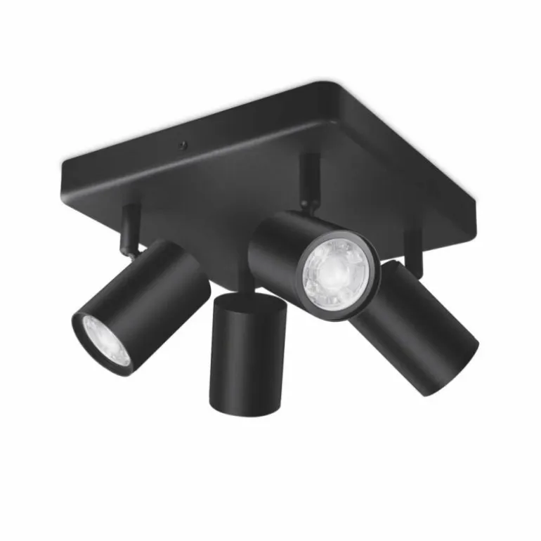 Plafonnier Philips WiZ IMAGEO LED Noir, 4 lumières, Changeur de couleurs