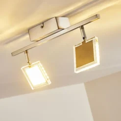 hofstein Spots Et Projecteurs|Plafonnier Piney LED Nickel mat, 2 lumières