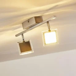 hofstein Spots Et Projecteurs|Plafonnier Piney LED Nickel mat, 2 lumières