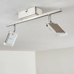 hofstein Spots Et Projecteurs|Plafonnier Piney LED Nickel mat, 2 lumières
