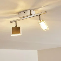 hofstein Spots Et Projecteurs|Plafonnier Piney LED Nickel mat, 2 lumières
