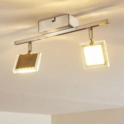 hofstein Spots Et Projecteurs|Plafonnier Piney LED Nickel mat, 2 lumières