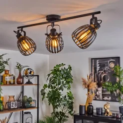 hofstein Spots Et Projecteurs|Plafonnier Pocho Laiton, Noir, 3 lumières