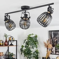 hofstein Spots Et Projecteurs|Plafonnier Pocho Laiton, Noir, 3 lumières