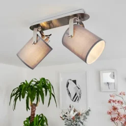 hofstein Spots Et Projecteurs|Plafonnier Puelches Nickel mat, 2 lumières