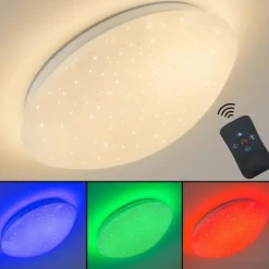 hofstein Éclairage Led|Plafonnier Quebec LED Blanc, 1 lumière, Télécommandes, Changeur de couleurs