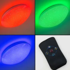 hofstein Éclairage Led|Plafonnier Quebec LED Blanc, 1 lumière, Télécommandes, Changeur de couleurs