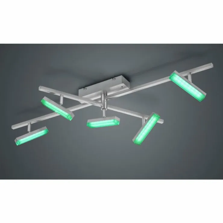 Luminaires Reality Éclairage Led|Plafonnier Reality Bondy LED Nickel mat, 5 lumières, Télécommandes, Changeur de couleurs