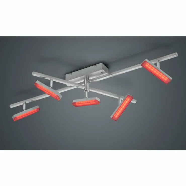 Luminaires Reality Éclairage Led|Plafonnier Reality Bondy LED Nickel mat, 5 lumières, Télécommandes, Changeur de couleurs